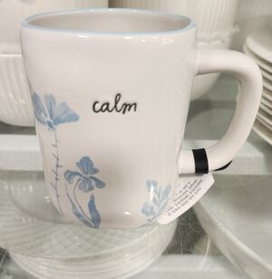 Rae Dunn Calm White and Blue Floral Mug
